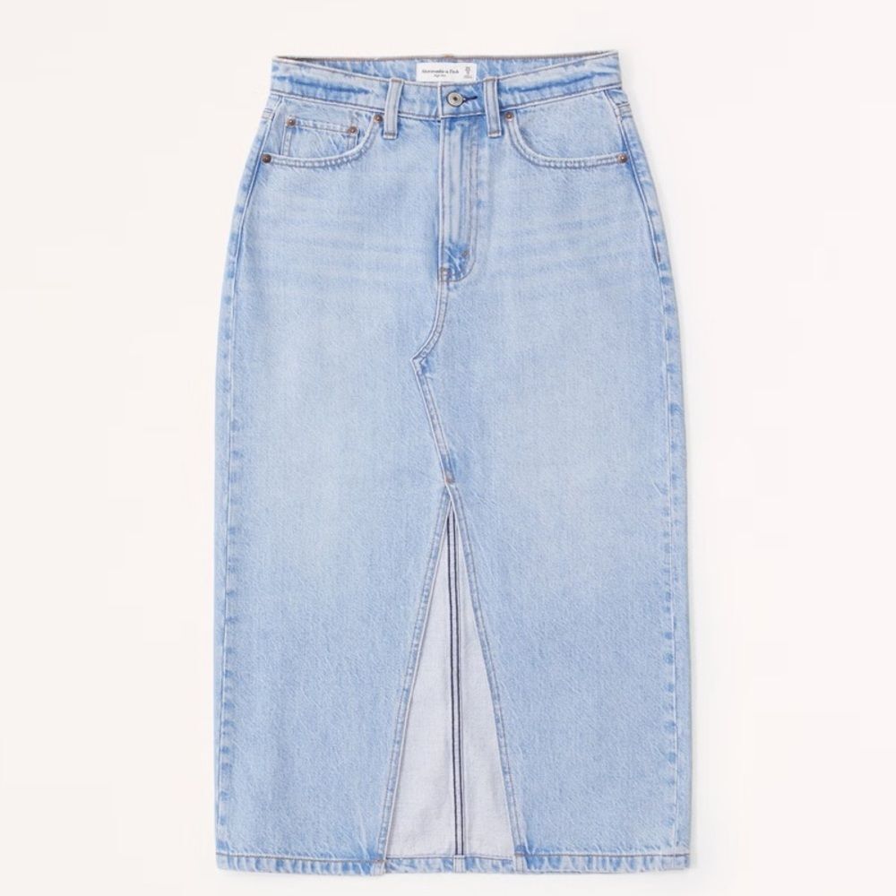 NEW Abercrombie & Fitch front slit denim midi skirt women’s plus size 18 / 34
